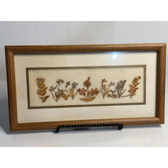 Vintage Pressed Dried Flower Art Frame 12.5" | Botanical Herbarium Table Décor - Picture 2 of 9